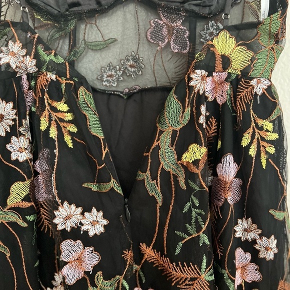 Radiant Fantasy Black Floral Embroidered Tulle Maxi Dress - Picture 6 of 9